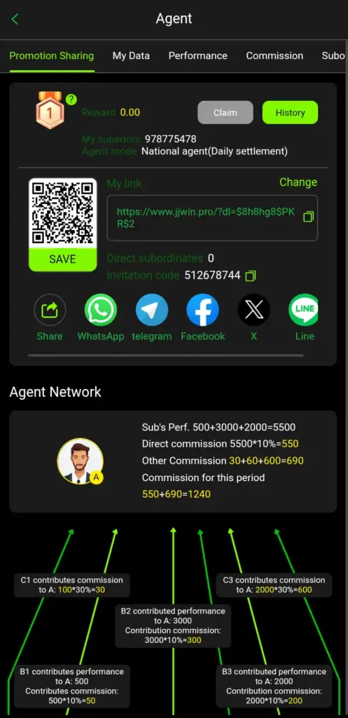 JJWin Game agent program screen