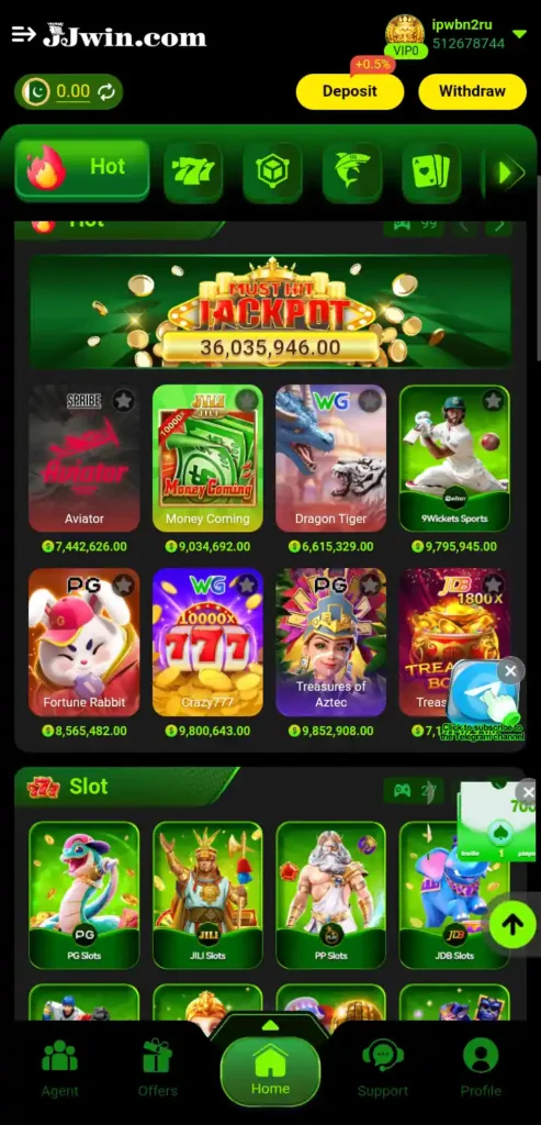 JJWin Game hot games screen